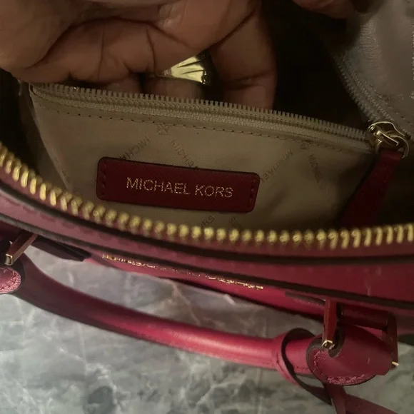 Michael Kors Burgundy Leather Satchel - Picture 2 of 4